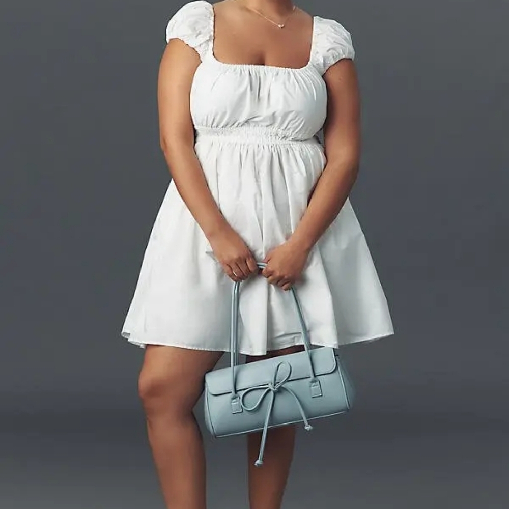 NWT ELOQUII MINI DRESS WITH POCKETS, WHITE, SIZE 14